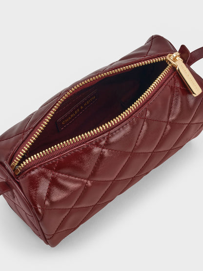 CHARLES & KEITH Best Seller / Janie Quilted Shoulder Bag - Burgundy