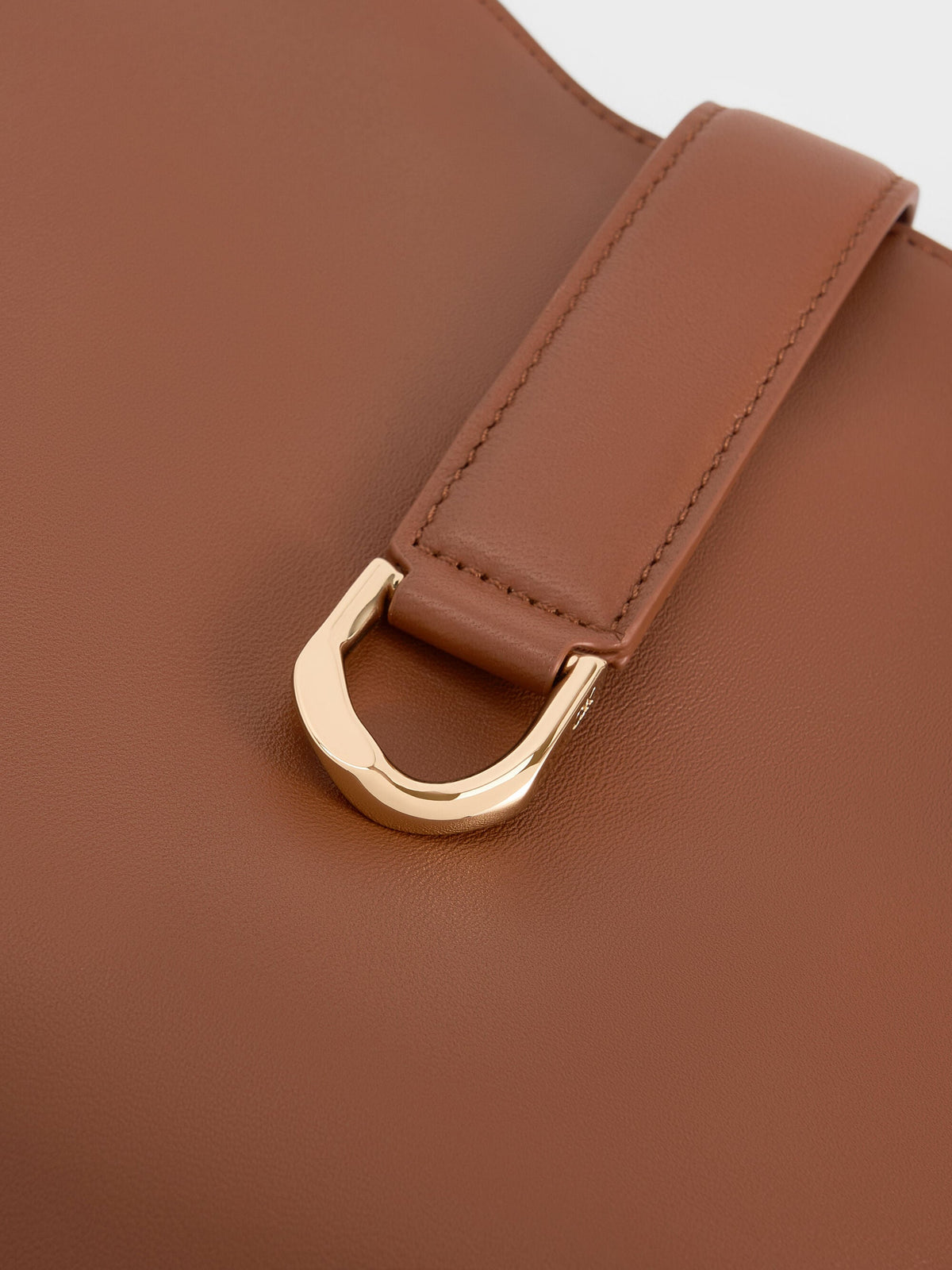 CHARLES & KEITH Customer Favorite / Gabine Leather Belted Hobo Bag - Chocolate