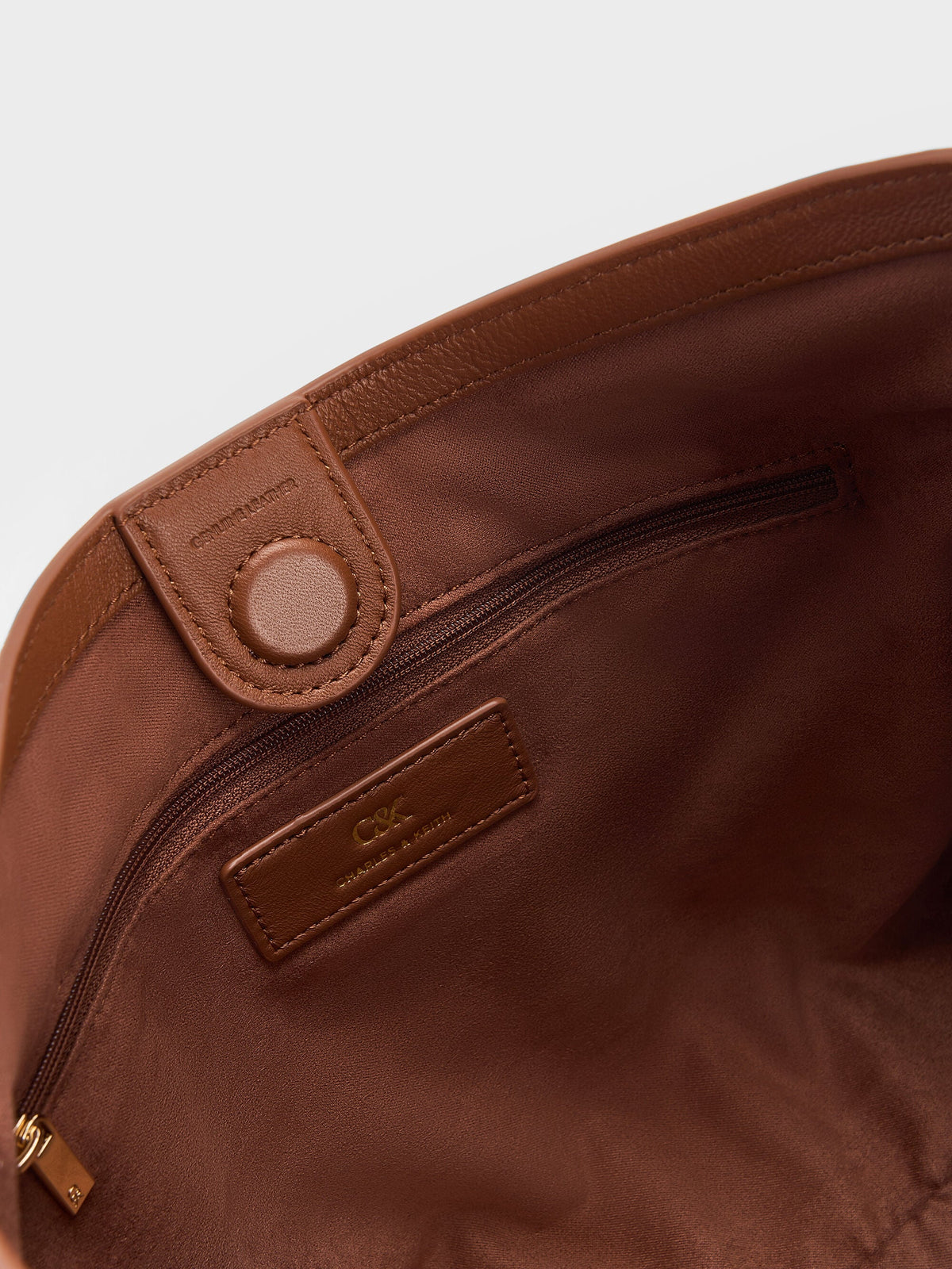 CHARLES & KEITH Customer Favorite / Gabine Leather Belted Hobo Bag - Chocolate