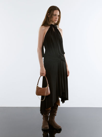 CHARLES & KEITH New / Elspeth Croc-Effect Shoulder Bag - Chocolate Croco