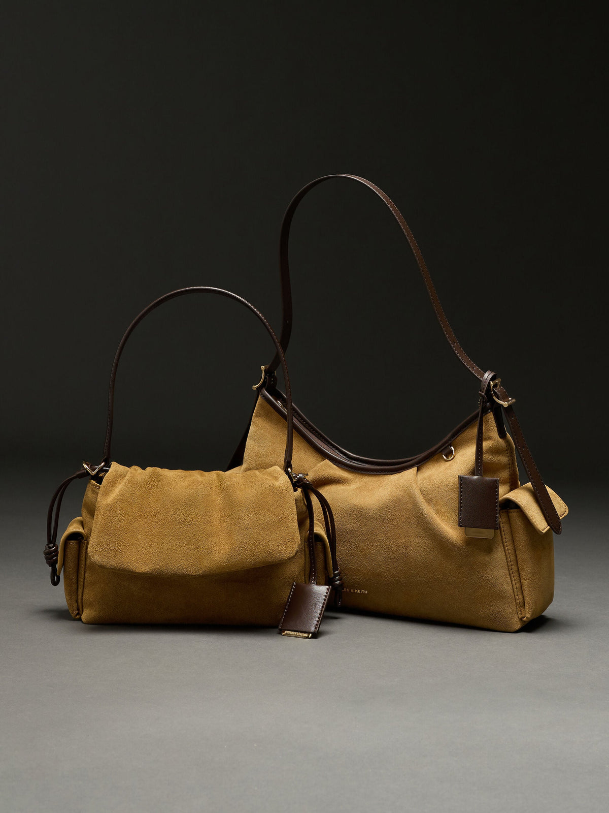 CHARLES & KEITH Premium / Khai Side-Pocket Shoulder Bag - Sahara Sand