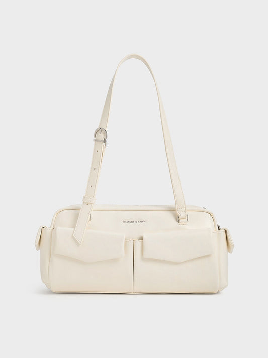 CHARLES & KEITH Value / Rachel Multi-Pocket Shoulder Bag - Cream