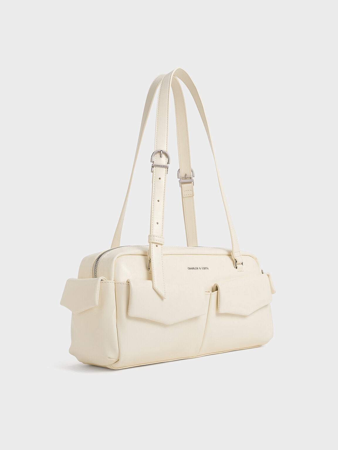 CHARLES & KEITH Value / Rachel Multi-Pocket Shoulder Bag - Cream