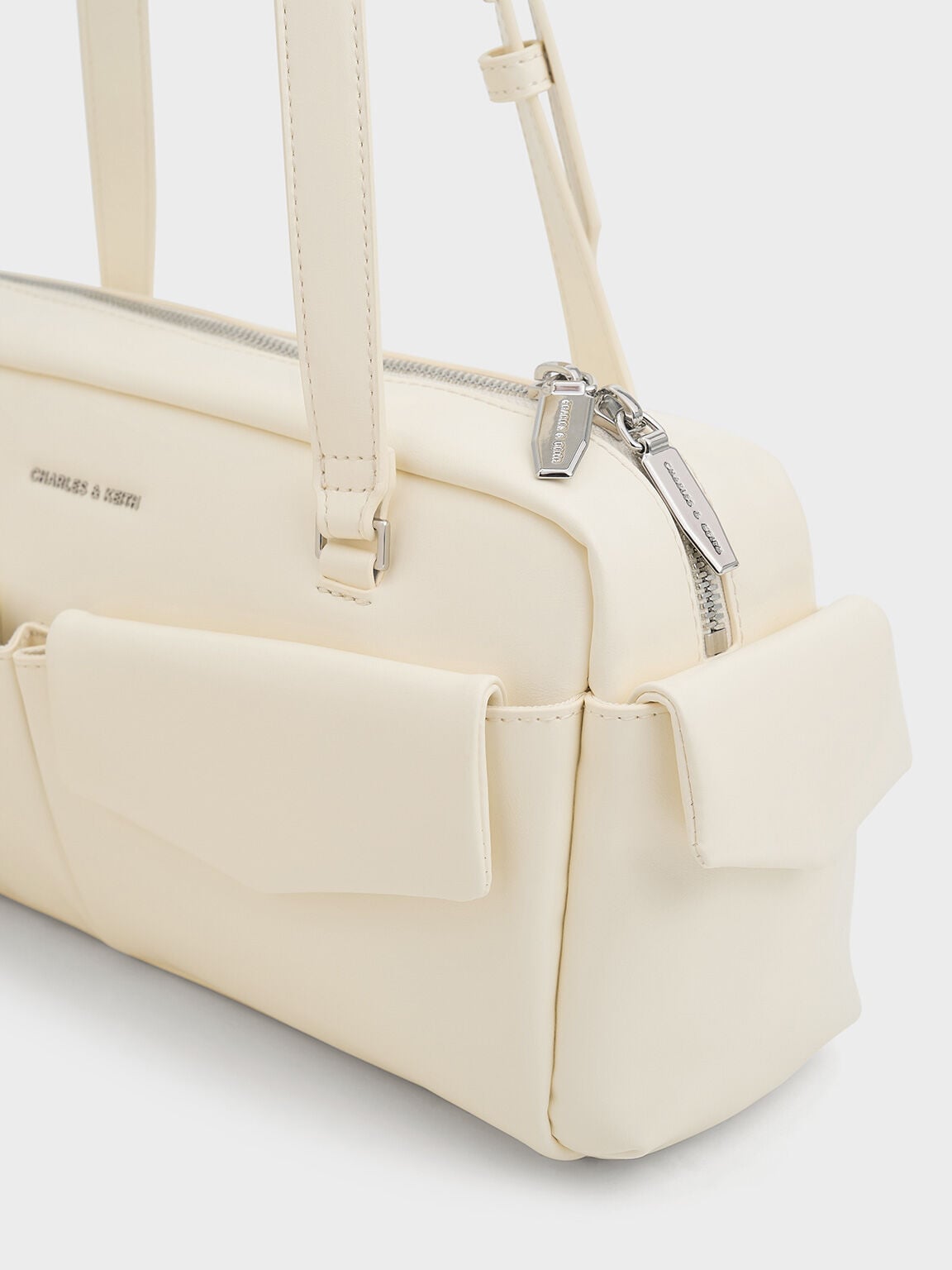 CHARLES & KEITH Value / Rachel Multi-Pocket Shoulder Bag - Cream