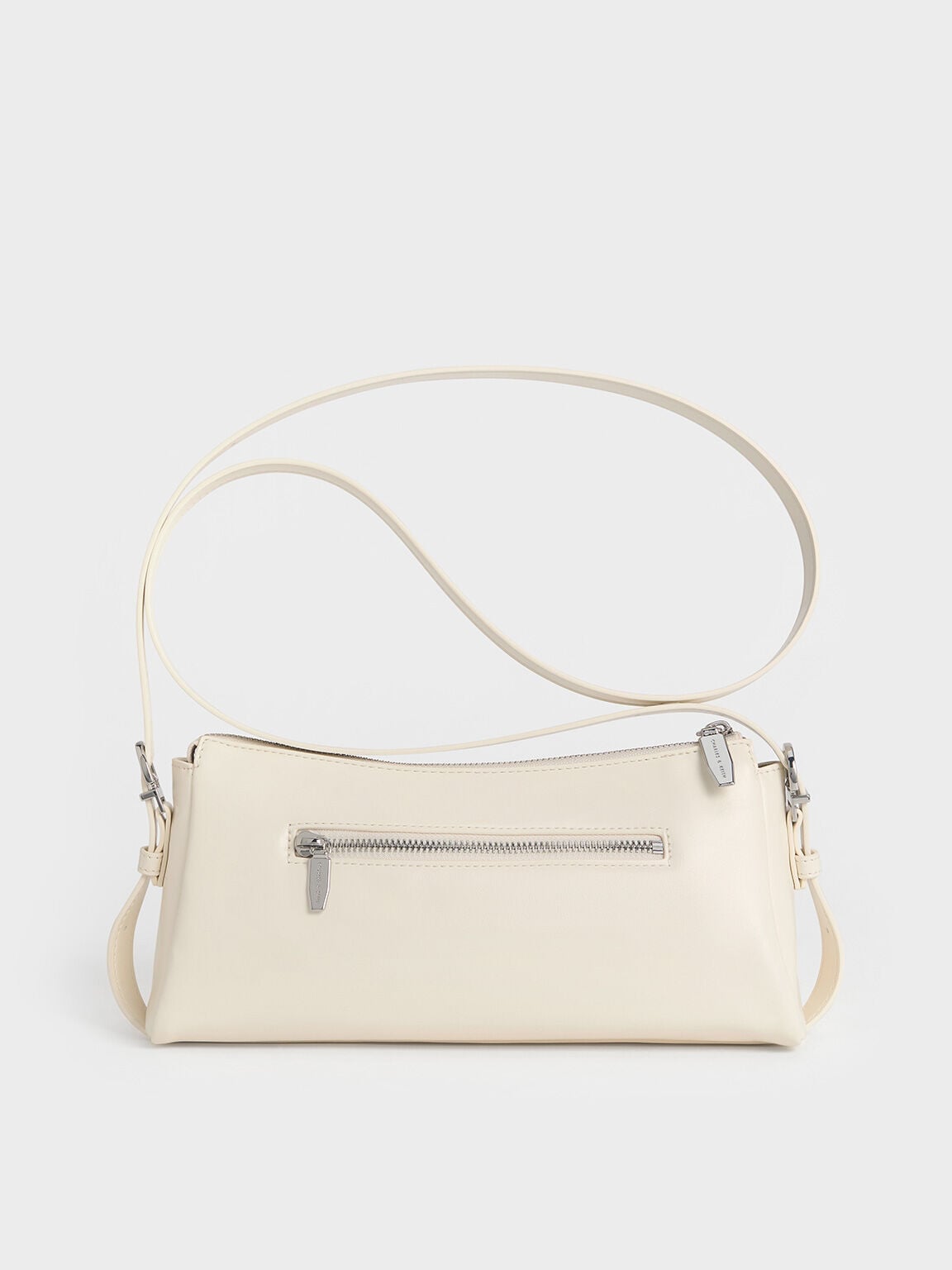 CHARLES & KEITH Essential / Rachel Front-Pocket Chain Shoulder Bag - Cream
