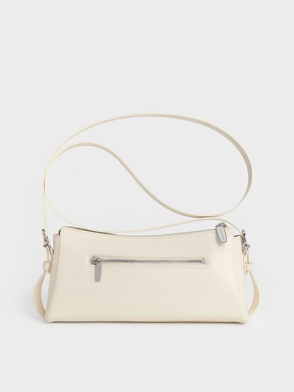CHARLES & KEITH Essential / Rachel Front-Pocket Chain Shoulder Bag - Cream