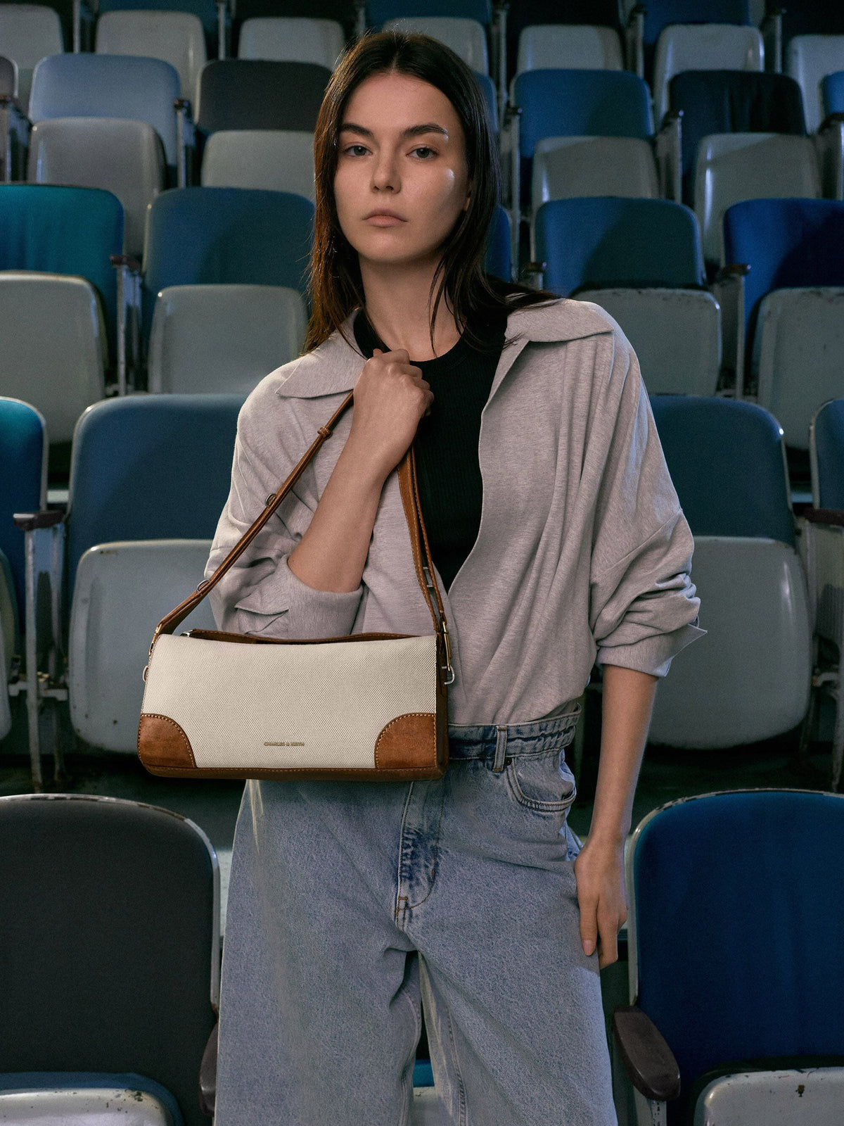CHARLES & KEITH Classic / Delfina Canvas Elongated Shoulder Bag - Multi