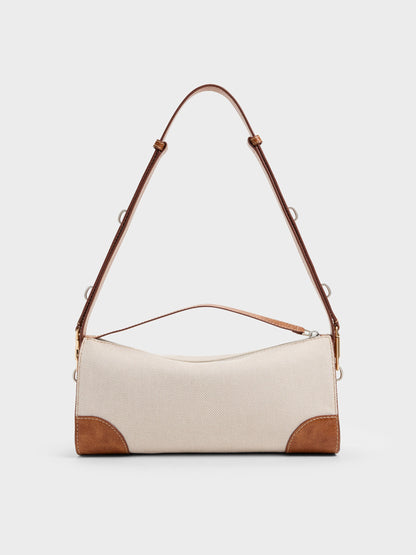 CHARLES & KEITH Classic / Delfina Canvas Elongated Shoulder Bag - Multi