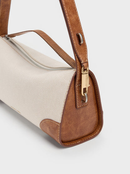 CHARLES & KEITH Classic / Delfina Canvas Elongated Shoulder Bag - Multi