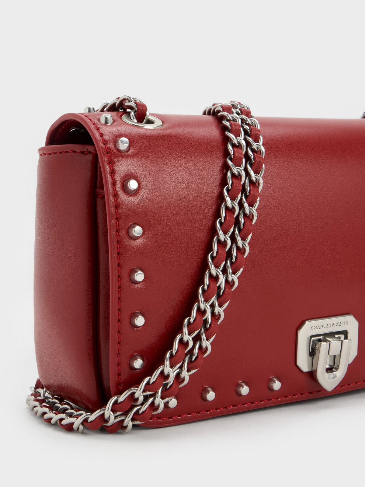 CHARLES & KEITH Premium / Arwen Studded Shoulder Bag - Red