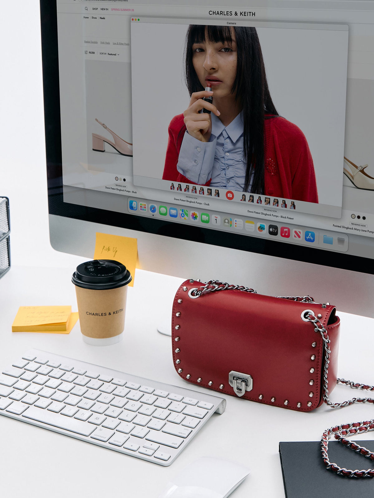 CHARLES & KEITH Premium / Arwen Studded Shoulder Bag - Red