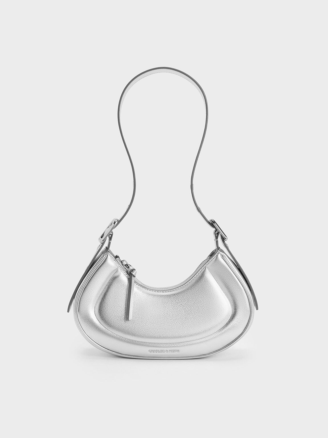 CHARLES & KEITH Customer Favorite / Petra Curved Shoulder Bag - Silver