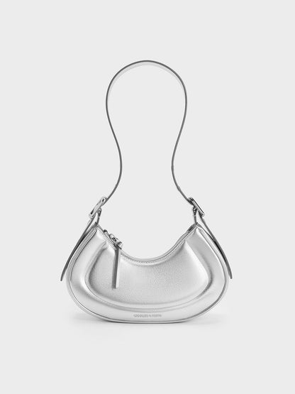 CHARLES & KEITH Customer Favorite / Petra Curved Shoulder Bag - Silver