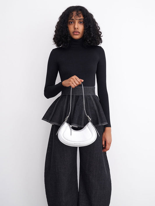 CHARLES & KEITH Customer Favorite / Petra Curved Shoulder Bag - Silver