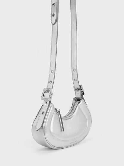 CHARLES & KEITH Customer Favorite / Petra Curved Shoulder Bag - Silver