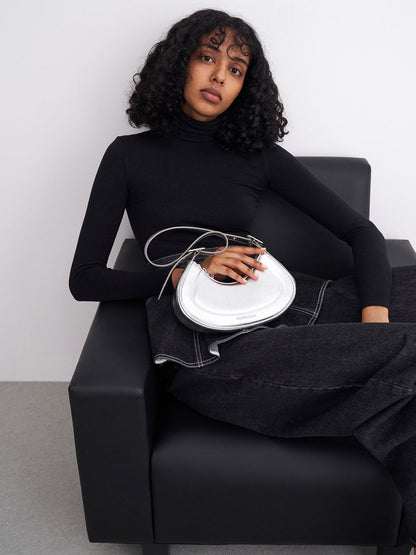 CHARLES & KEITH Customer Favorite / Petra Curved Shoulder Bag - Silver