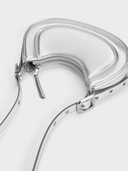 CHARLES & KEITH Customer Favorite / Petra Curved Shoulder Bag - Silver