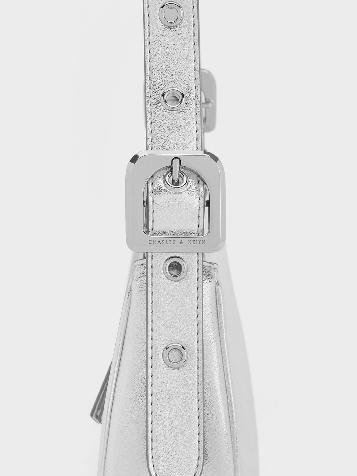 CHARLES & KEITH Customer Favorite / Petra Curved Shoulder Bag - Silver