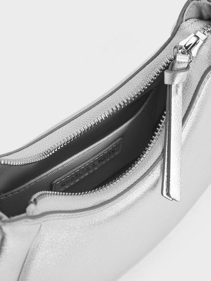 CHARLES & KEITH Customer Favorite / Petra Curved Shoulder Bag - Silver