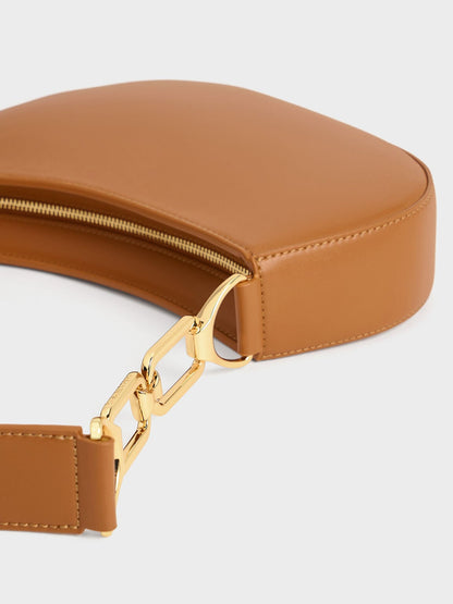 CHARLES & KEITH Classic / Agatha Chain-Strap Shoulder Bag - Brown