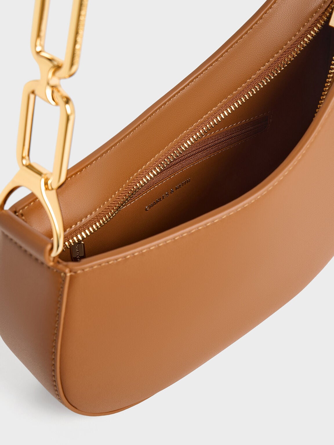 CHARLES & KEITH Classic / Agatha Chain-Strap Shoulder Bag - Brown