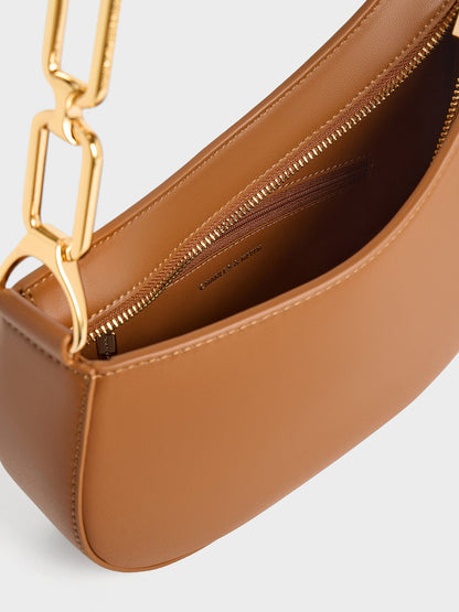 CHARLES & KEITH Classic / Agatha Chain-Strap Shoulder Bag - Brown