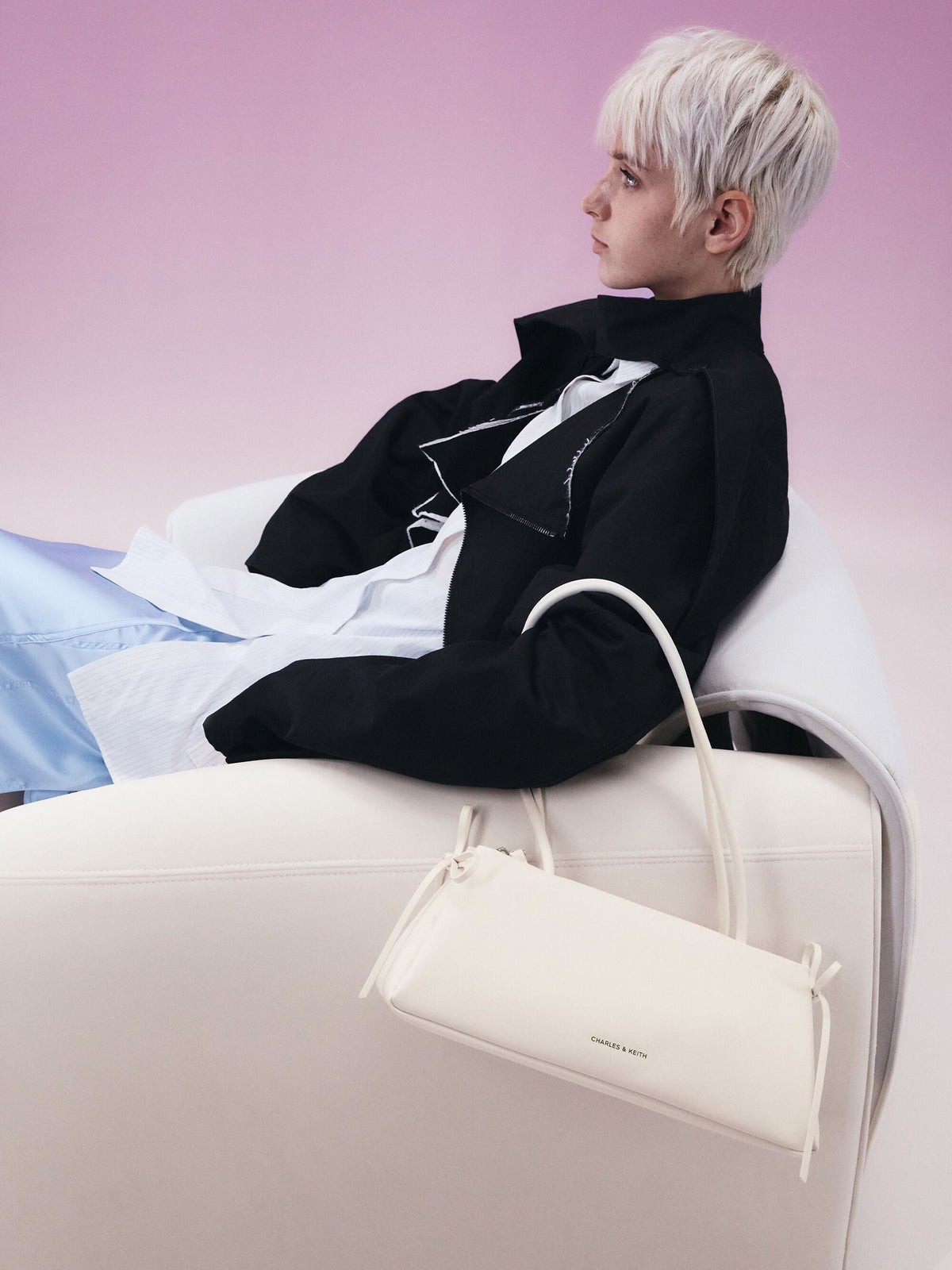 CHARLES & KEITH Signature / Hazel Bow Shoulder Bag - Meringue White