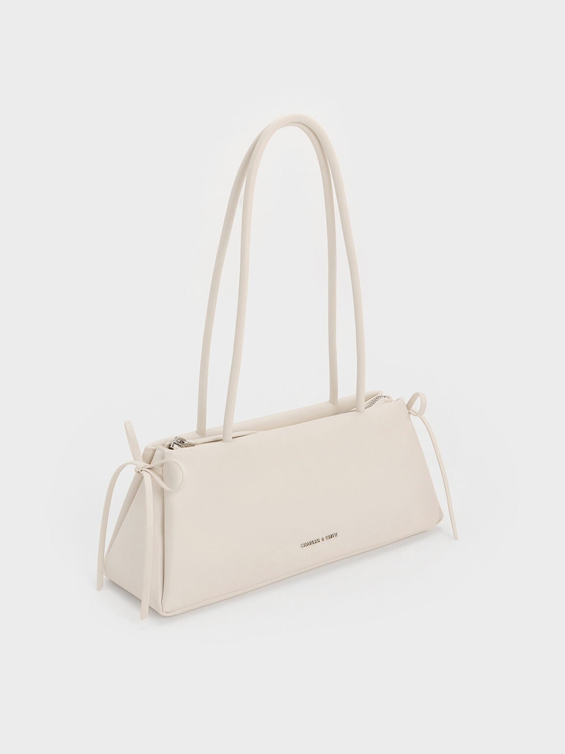 CHARLES & KEITH Signature / Hazel Bow Shoulder Bag - Meringue White