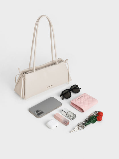 CHARLES & KEITH Signature / Hazel Bow Shoulder Bag - Meringue White
