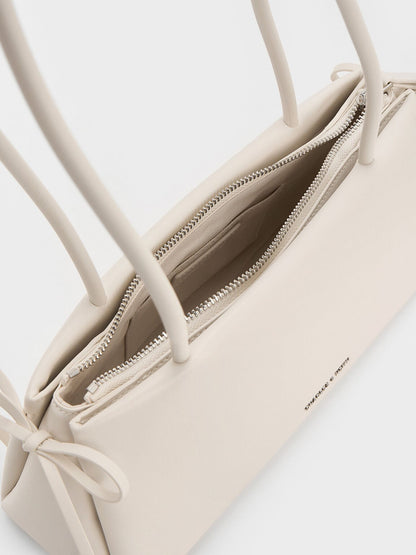 CHARLES & KEITH Signature / Hazel Bow Shoulder Bag - Meringue White