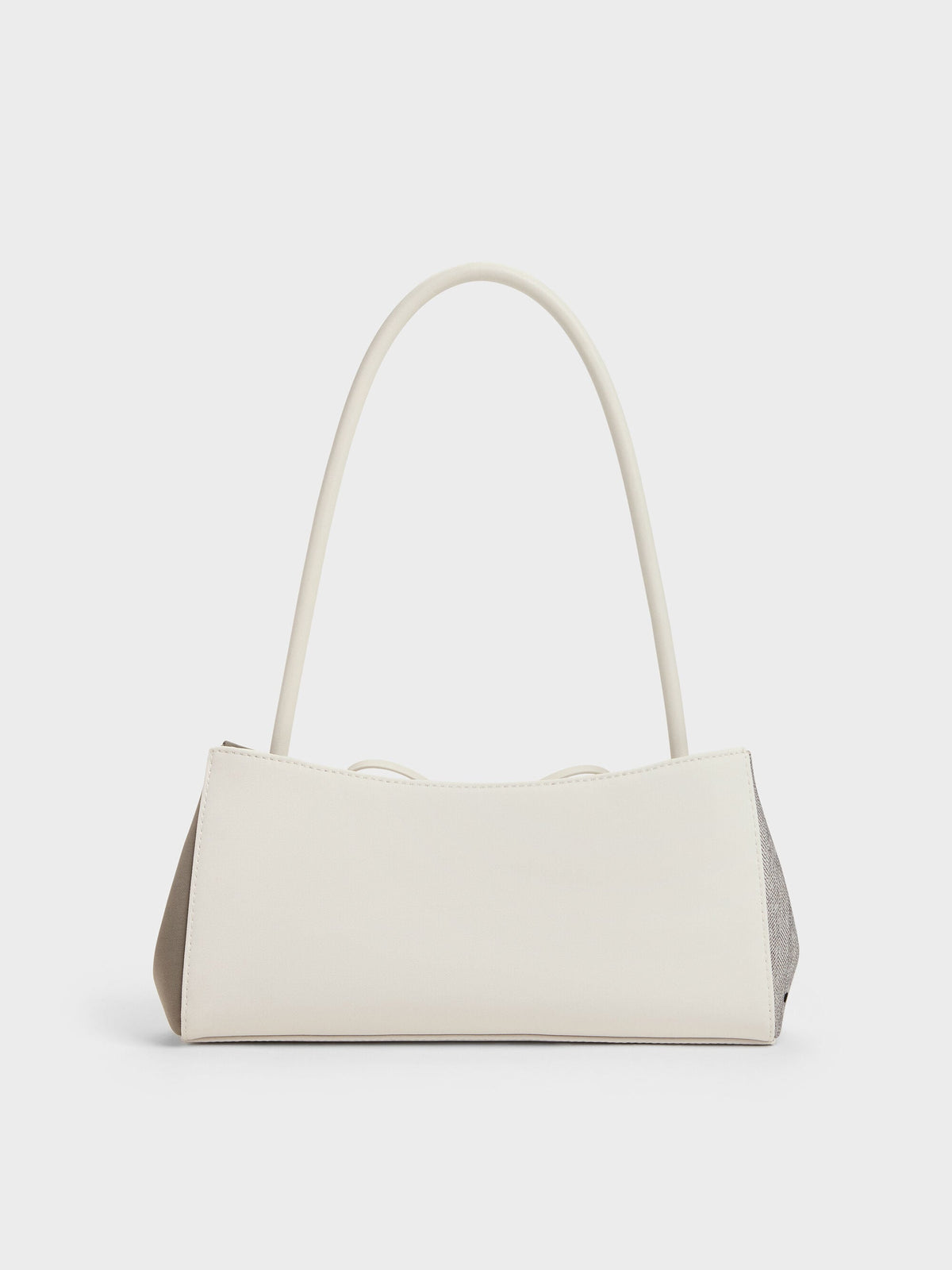 CHARLES & KEITH Discount / Hazel Heart-Print Bow Panelled Shoulder Bag - Taupe