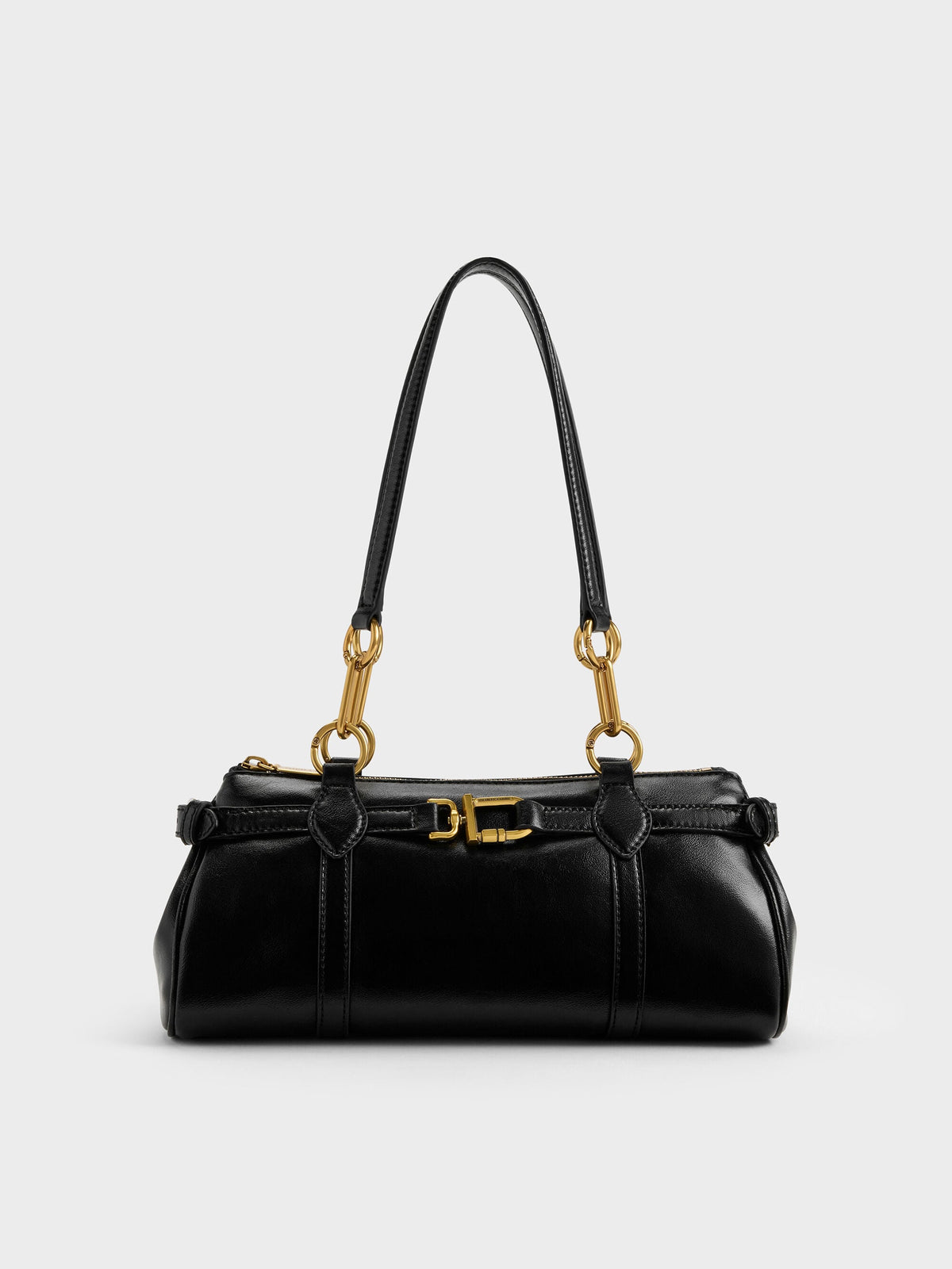 CHARLES & KEITH Deals / Gwynne Metallic-Accent Elongated Shoulder Bag - Black