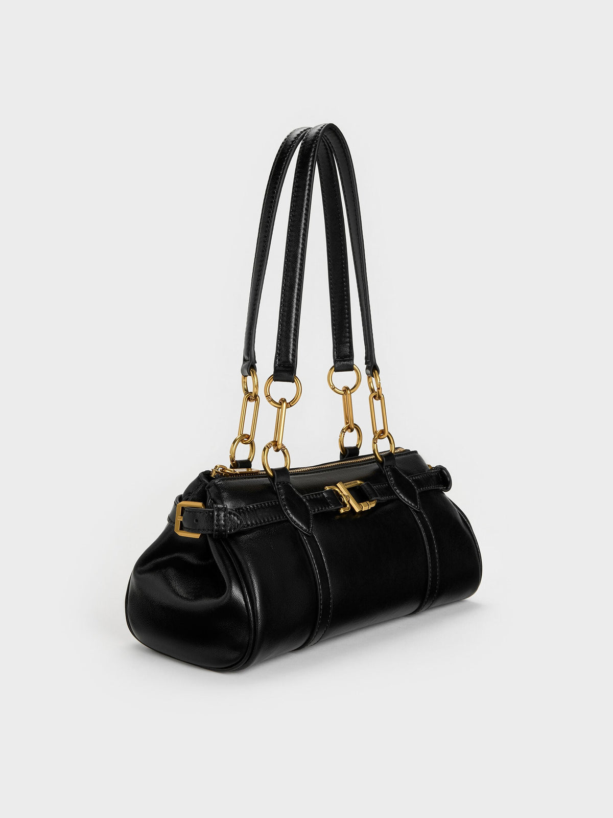 CHARLES & KEITH Deals / Gwynne Metallic-Accent Elongated Shoulder Bag - Black