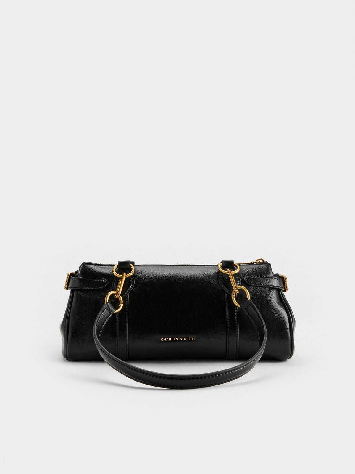 CHARLES & KEITH Deals / Gwynne Metallic-Accent Elongated Shoulder Bag - Black