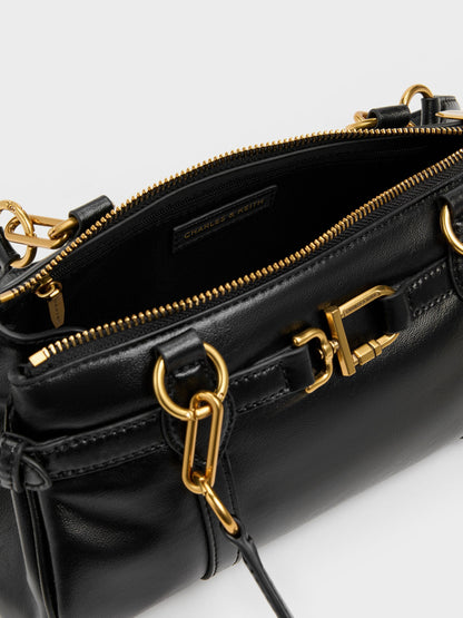 CHARLES & KEITH Deals / Gwynne Metallic-Accent Elongated Shoulder Bag - Black