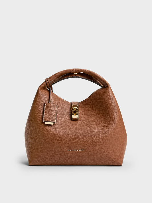 CHARLES & KEITH Recommended / Chance Turn-Lock Bucket Bag - Chocolate