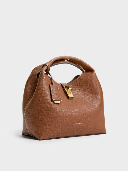 CHARLES & KEITH Recommended / Chance Turn-Lock Bucket Bag - Chocolate