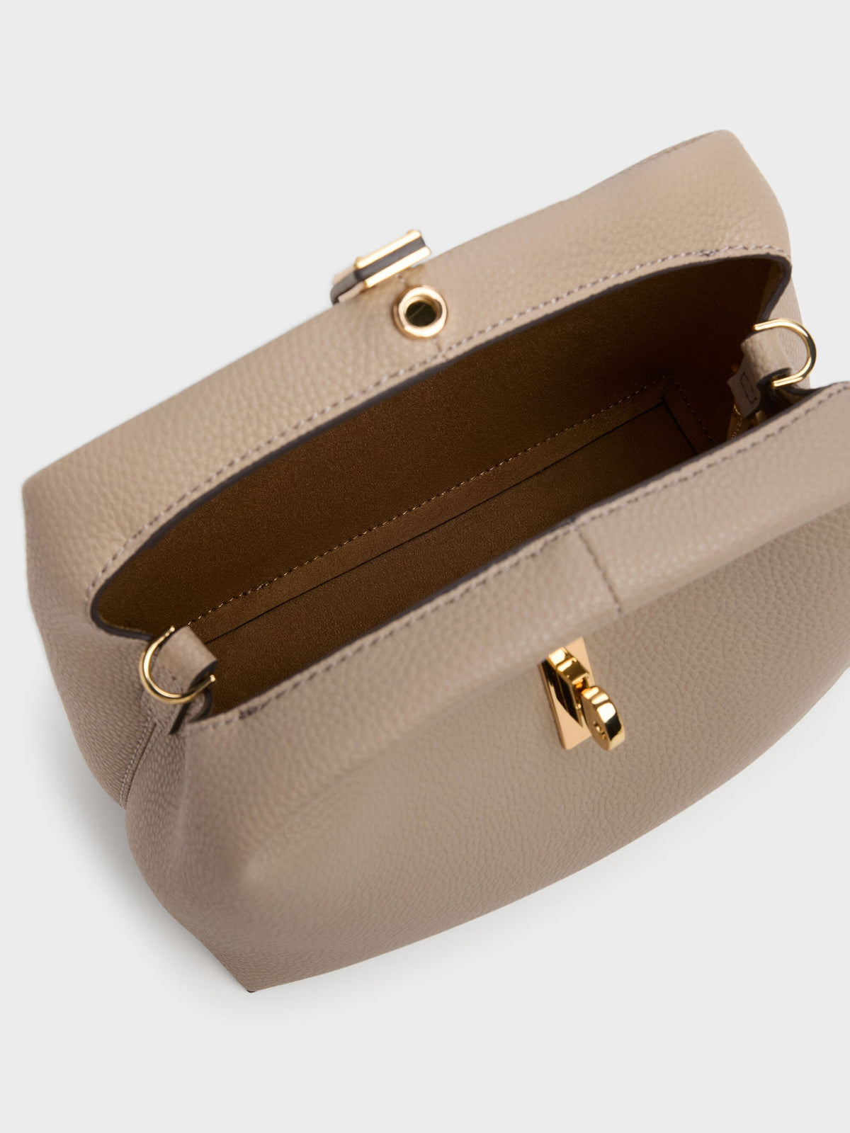 CHARLES & KEITH Premium / Chance Turn-Lock Bucket Bag - Taupe