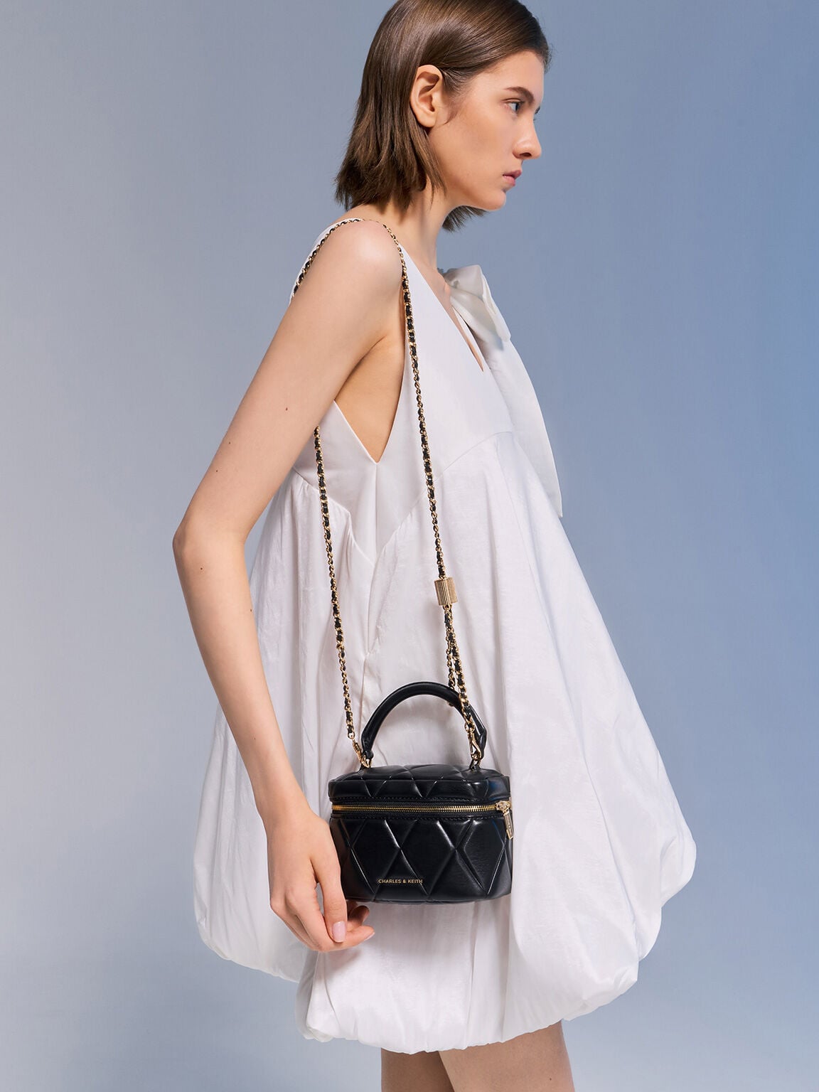 CHARLES & KEITH Popular / Arwen Quilted Top Handle Vanity Bag - Black