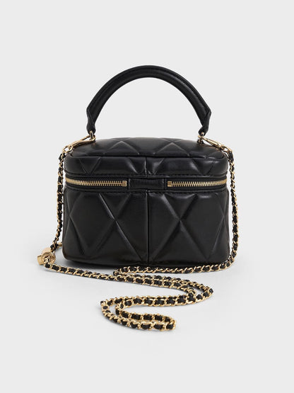 CHARLES & KEITH Popular / Arwen Quilted Top Handle Vanity Bag - Black
