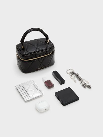 CHARLES & KEITH Popular / Arwen Quilted Top Handle Vanity Bag - Black