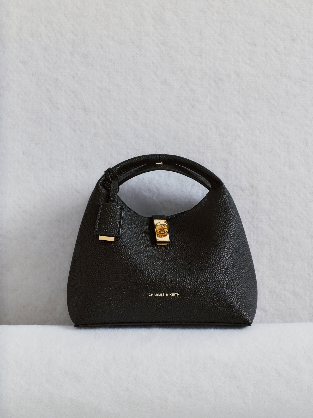CHARLES & KEITH Best Price / Chance Turn-Lock Bucket Bag - Black