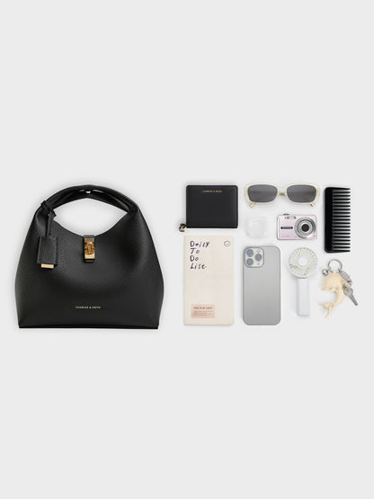 CHARLES & KEITH Best Price / Chance Turn-Lock Bucket Bag - Black
