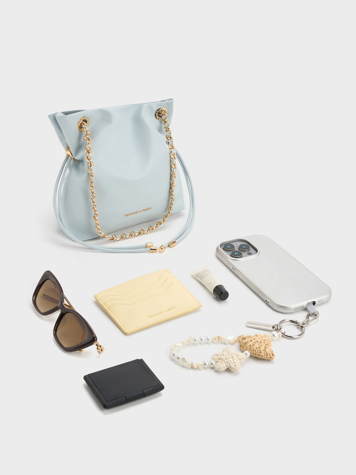 CHARLES & KEITH Recommended / Arya Braided-Chain Crossbody Bag - Sea Salt Blue