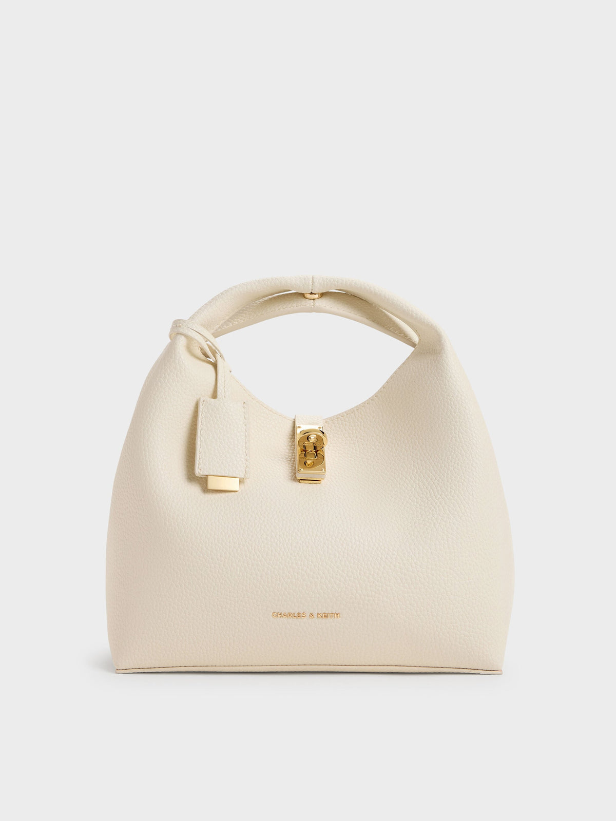 CHARLES & KEITH New / Chance Turn-Lock Bucket Bag - Cream