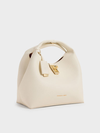 CHARLES & KEITH New / Chance Turn-Lock Bucket Bag - Cream