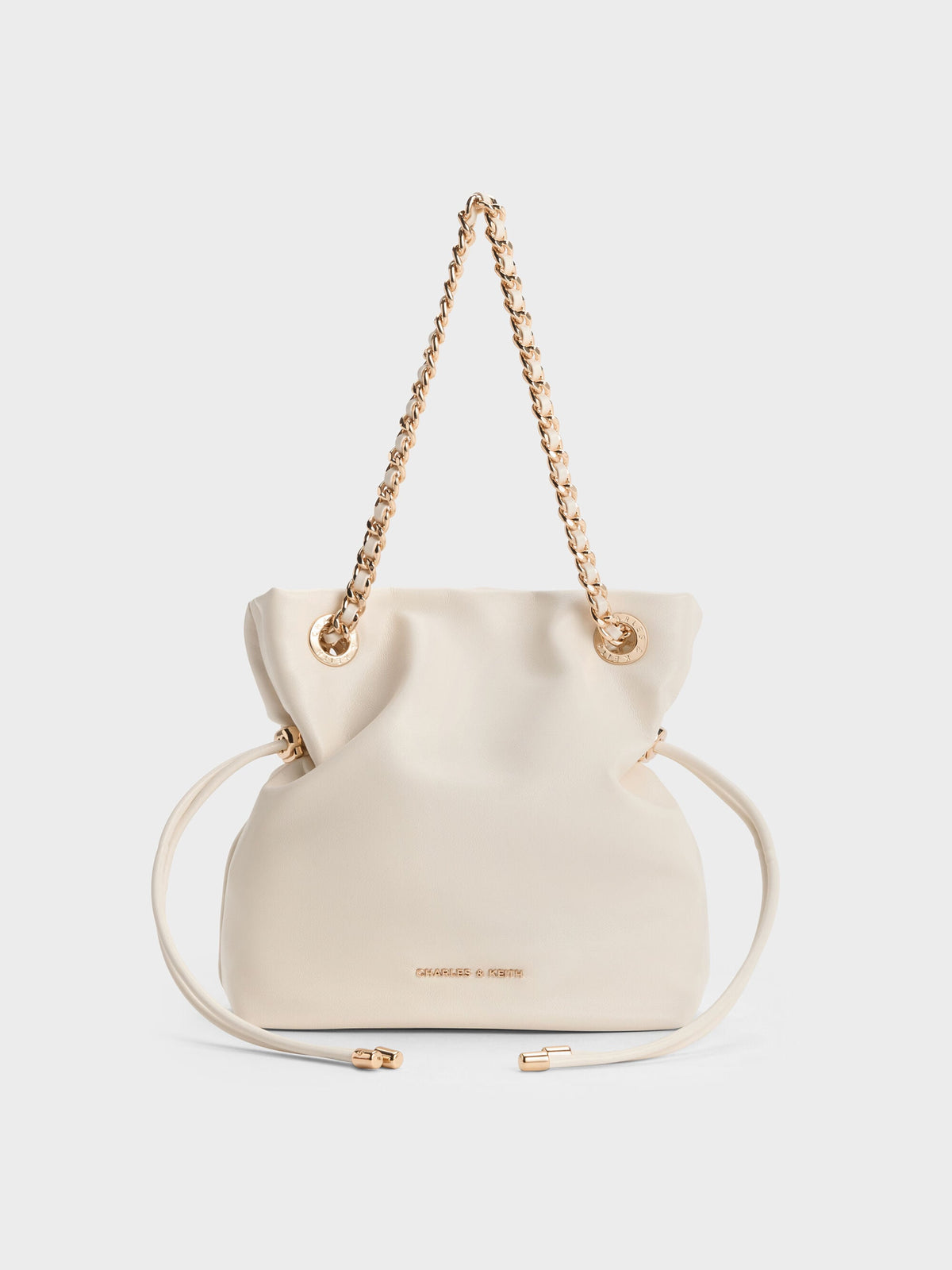 CHARLES & KEITH Classic / Arya Braided-Chain Crossbody Bag - Cream