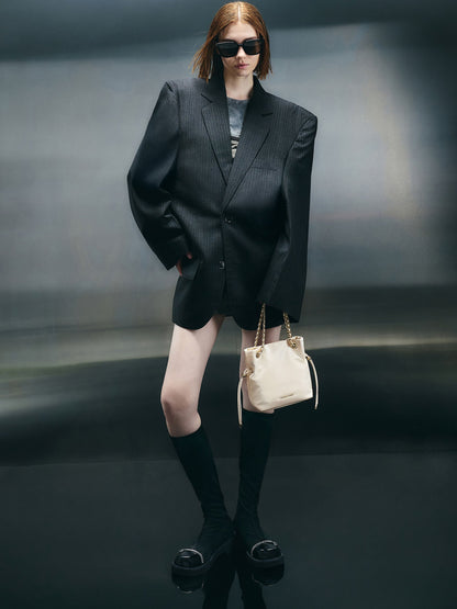 CHARLES & KEITH Classic / Arya Braided-Chain Crossbody Bag - Cream