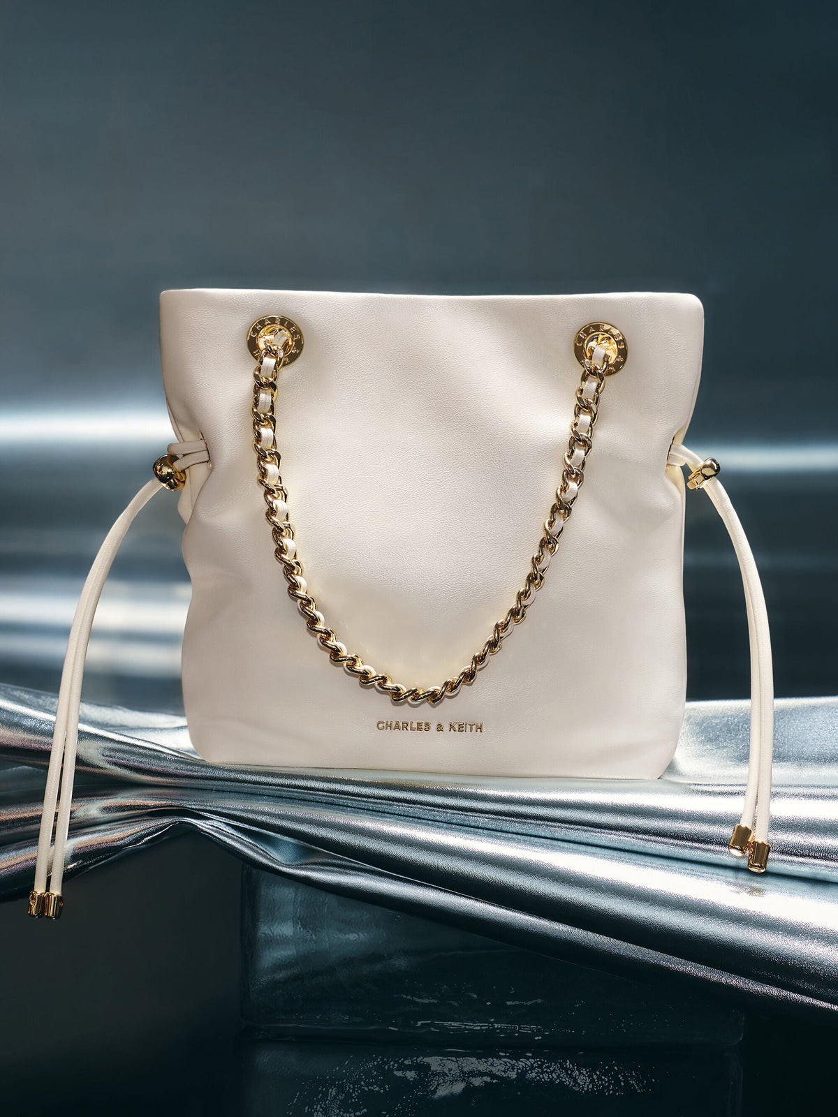 CHARLES & KEITH Classic / Arya Braided-Chain Crossbody Bag - Cream