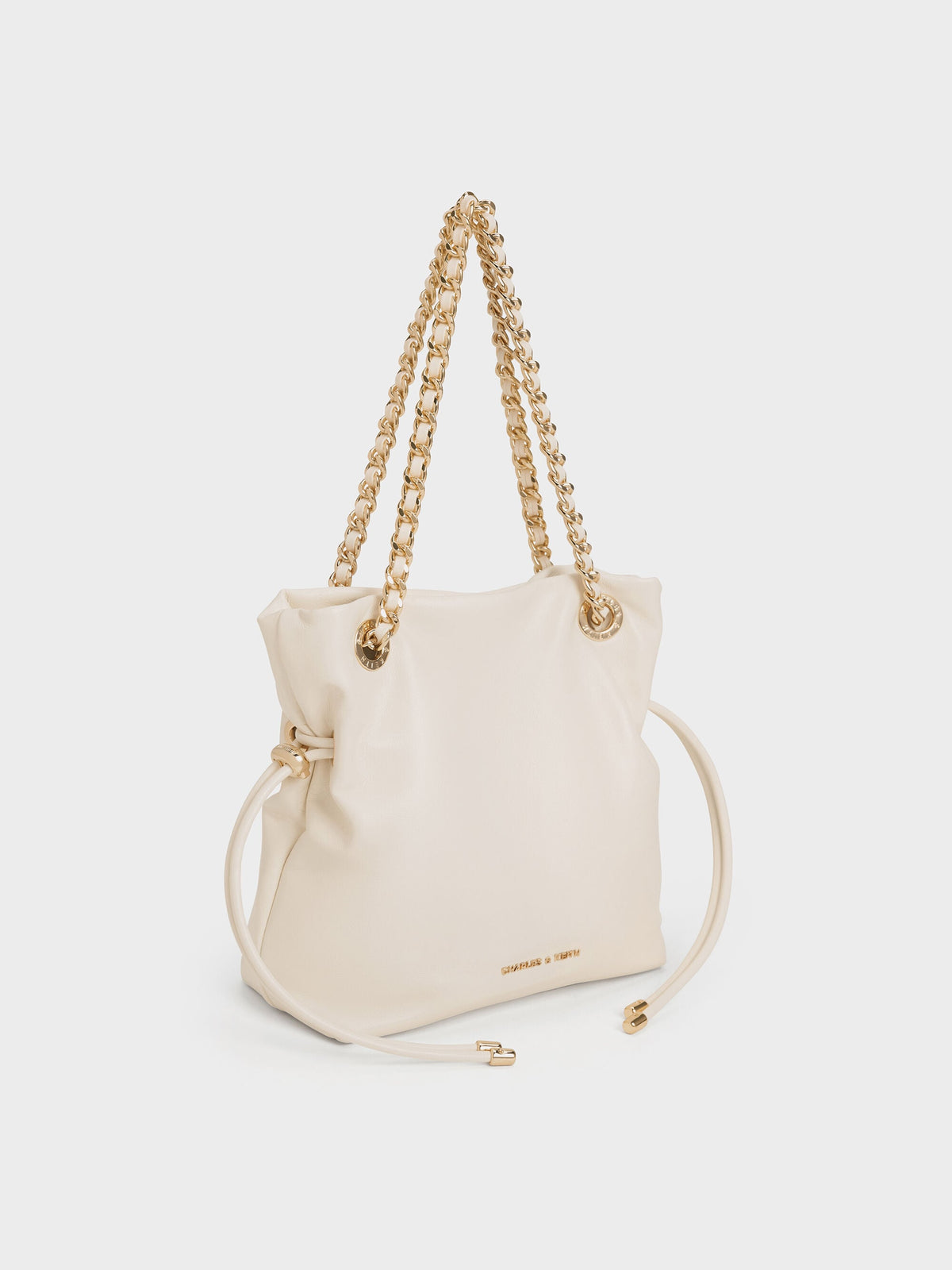 CHARLES & KEITH Classic / Arya Braided-Chain Crossbody Bag - Cream
